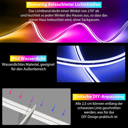 Lamomo LED Streifen 2M RGB, Led Lichtleiste Küche, 24V Silikon LED Strip Flexibel, LED Leiste Unter Schrankbeleuchtung Für Innen Regale,Vitrinen,Küchenlicht