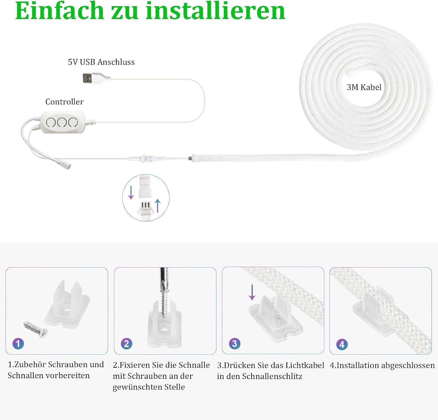 Bluetooth USB RGBIC Neon LED Strip - 3M Waterproof IP65 Dimmable LED Light Tube with 50 LEDs/M, App-Controlled for DIY Bedroom Decoration