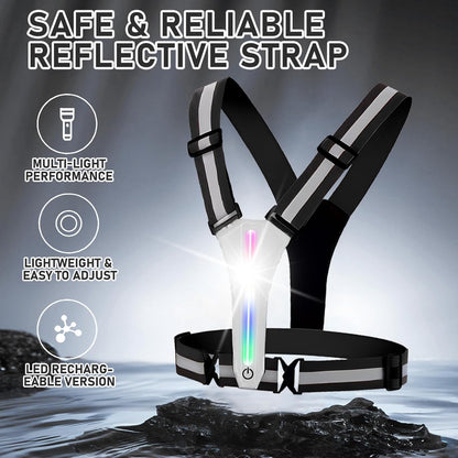 LED Safety Vest, Reflective LED Running Vest, Rechargeable USB Night Running Gear