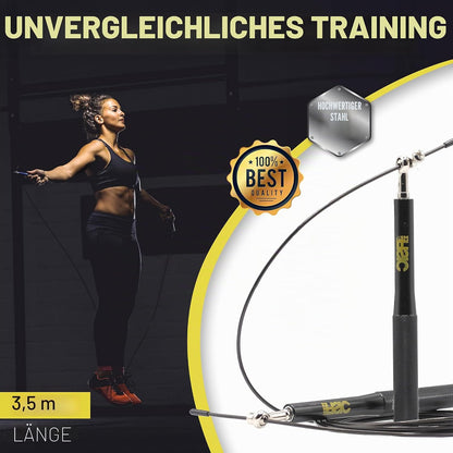 Springseil Mit Kugellager 3,5M Verstellbar Ideal Für Crossfit & Boxen Schwarz Oder Grau