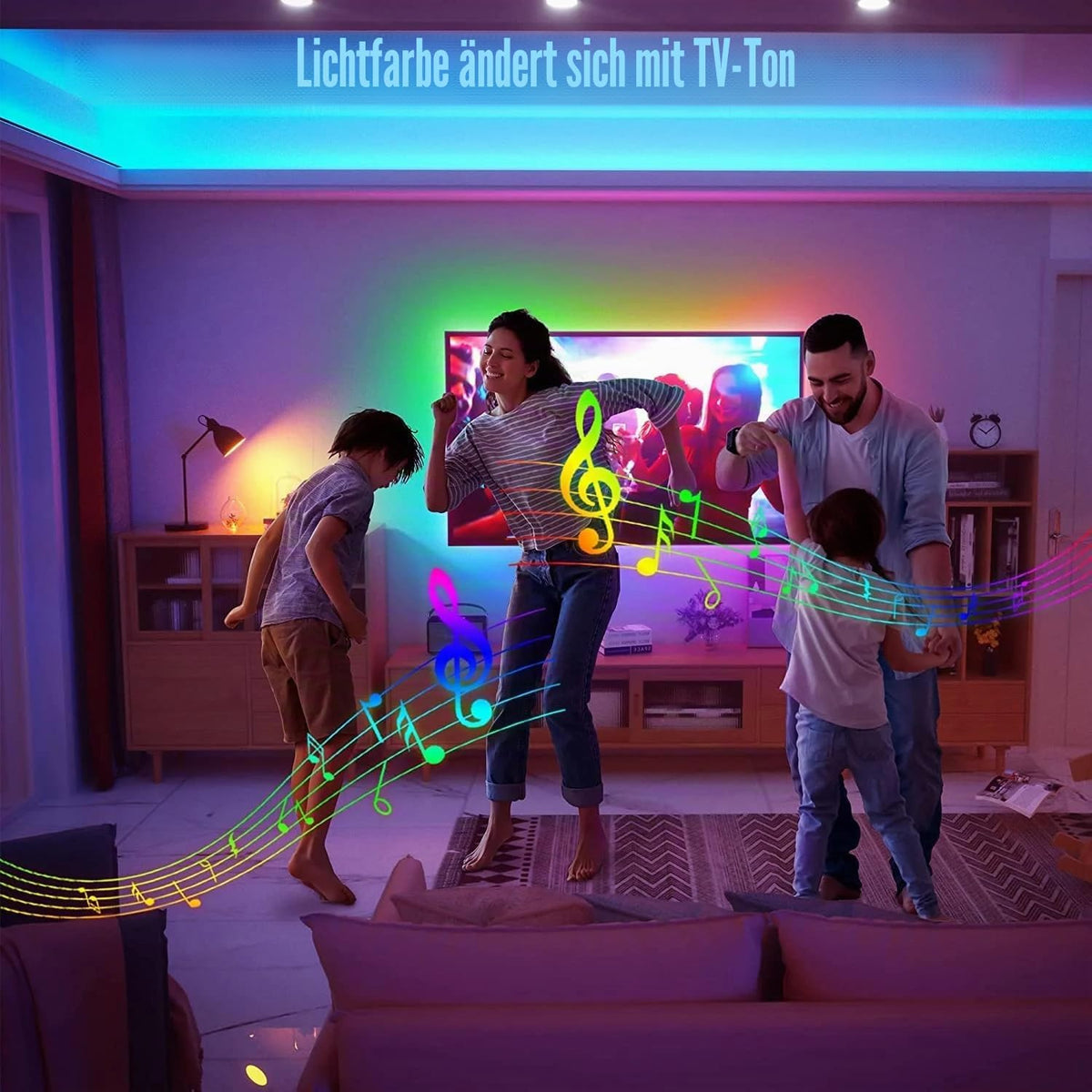 Led TV Hintergrundbeleuchtung 1M, Smart Led App Fernbedienung Led Backlight, Bluetooth Lichtband Selbstklebend Sync Mit Musik Für 32-50 Zoll TV