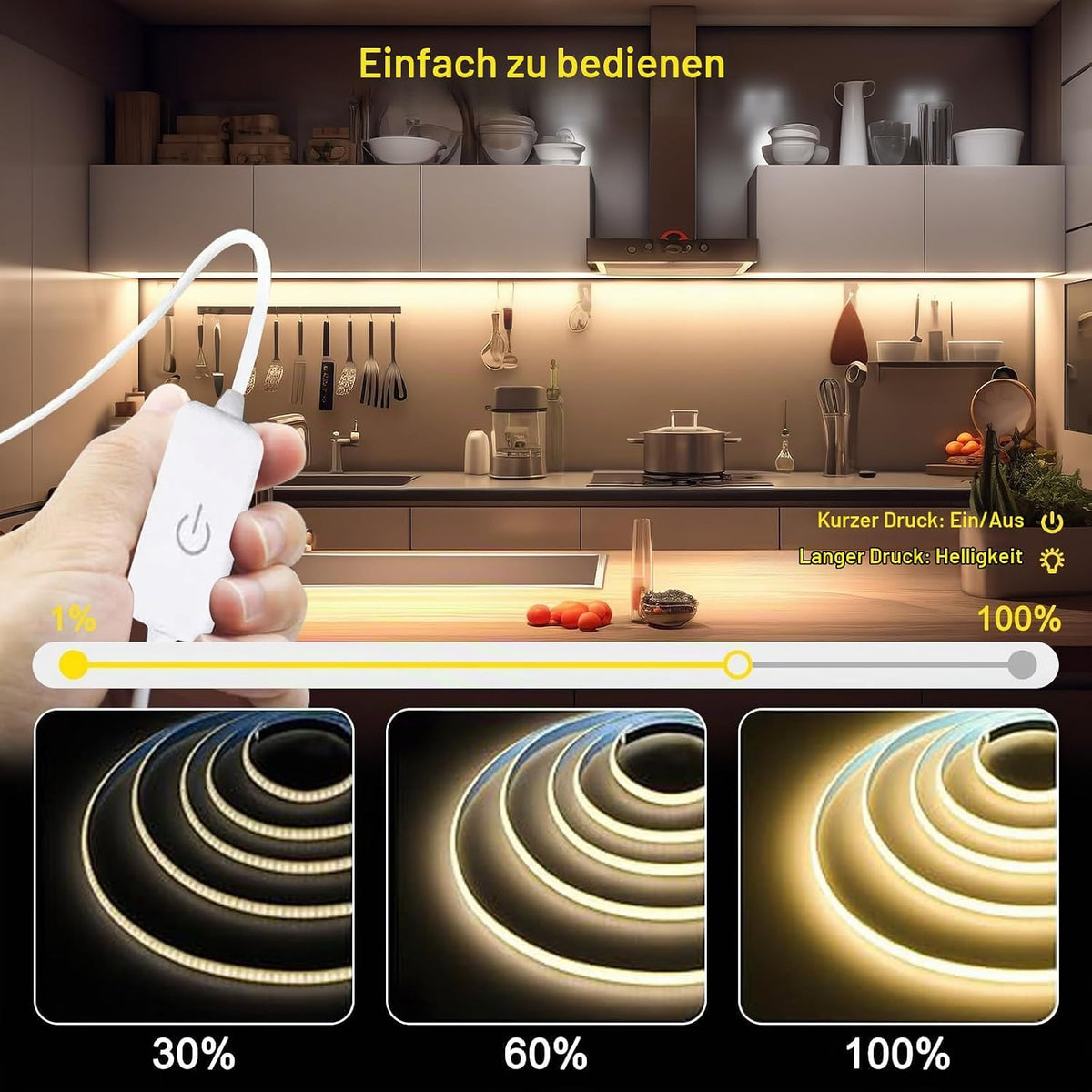 COB LED Streifen 3M Neutralweiß 4000K USB Dimmbar LED Strip 320Leds/M 5V Selbstklebend LED Light Band Für TV LED Hintergrundbeleuchtung Hängeschrankunterbeleuchtung