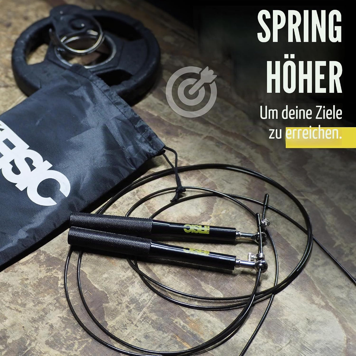 Springseil Mit Kugellager 3,5M Verstellbar Ideal Für Crossfit & Boxen Schwarz Oder Grau