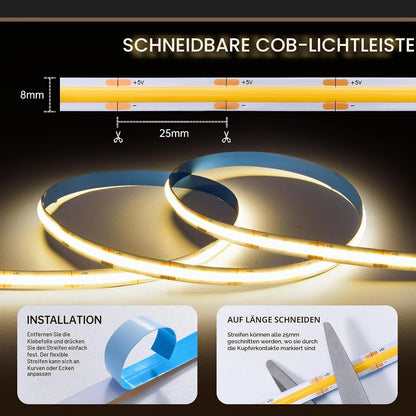 COB LED Streifen 3M Neutralweiß 4000K USB Dimmbar LED Strip 320Leds/M 5V Selbstklebend LED Light Band Für TV LED Hintergrundbeleuchtung Hängeschrankunterbeleuchtung