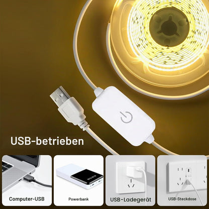 COB LED Streifen 3M Neutralweiß 4000K USB Dimmbar LED Strip 320Leds/M 5V Selbstklebend LED Light Band Für TV LED Hintergrundbeleuchtung Hängeschrankunterbeleuchtung
