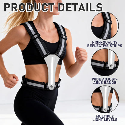 LED Safety Vest, Reflective LED Running Vest, Rechargeable USB Night Running Gear