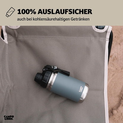 Campo Libre.® Premium Edelstahl Trinkflasche 400Ml | 12H Heiß/Eiskalt | Isolierter Thermobecher | Kaffeebecher on the Go | Auslaufsicher | Kohlensäure Geeignet