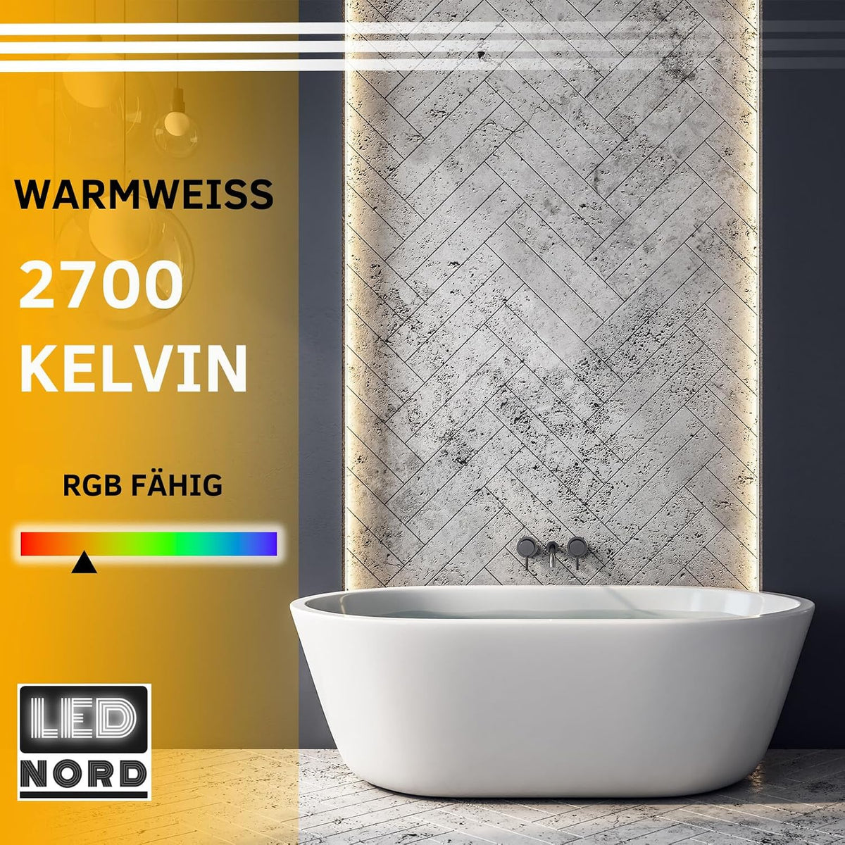 RGBWW LED Strip 5M Dimmable Warm White - Adhesive LED Strip for TV, Kitchen, and Home Use - 24V RGBW LED Light Band - Self-Adhesive SMD LED Strip Without Cables