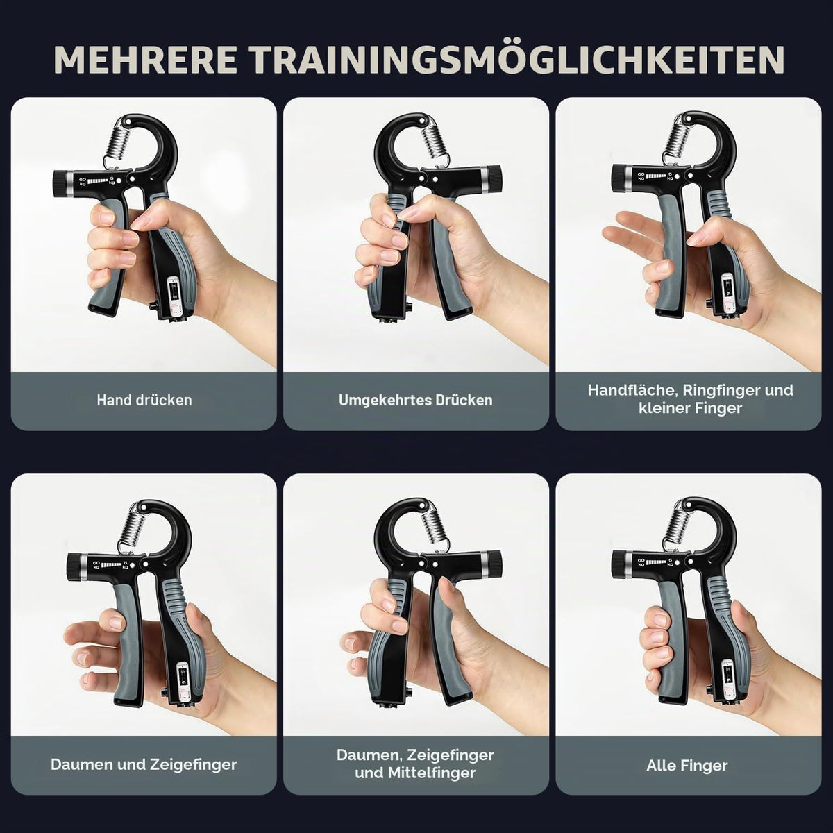 Verstellbarer Handgreifer Mit Smart Zähler, 5-60 Kg Widerstand Grip Krafttrainer Für Sport Und Fitness