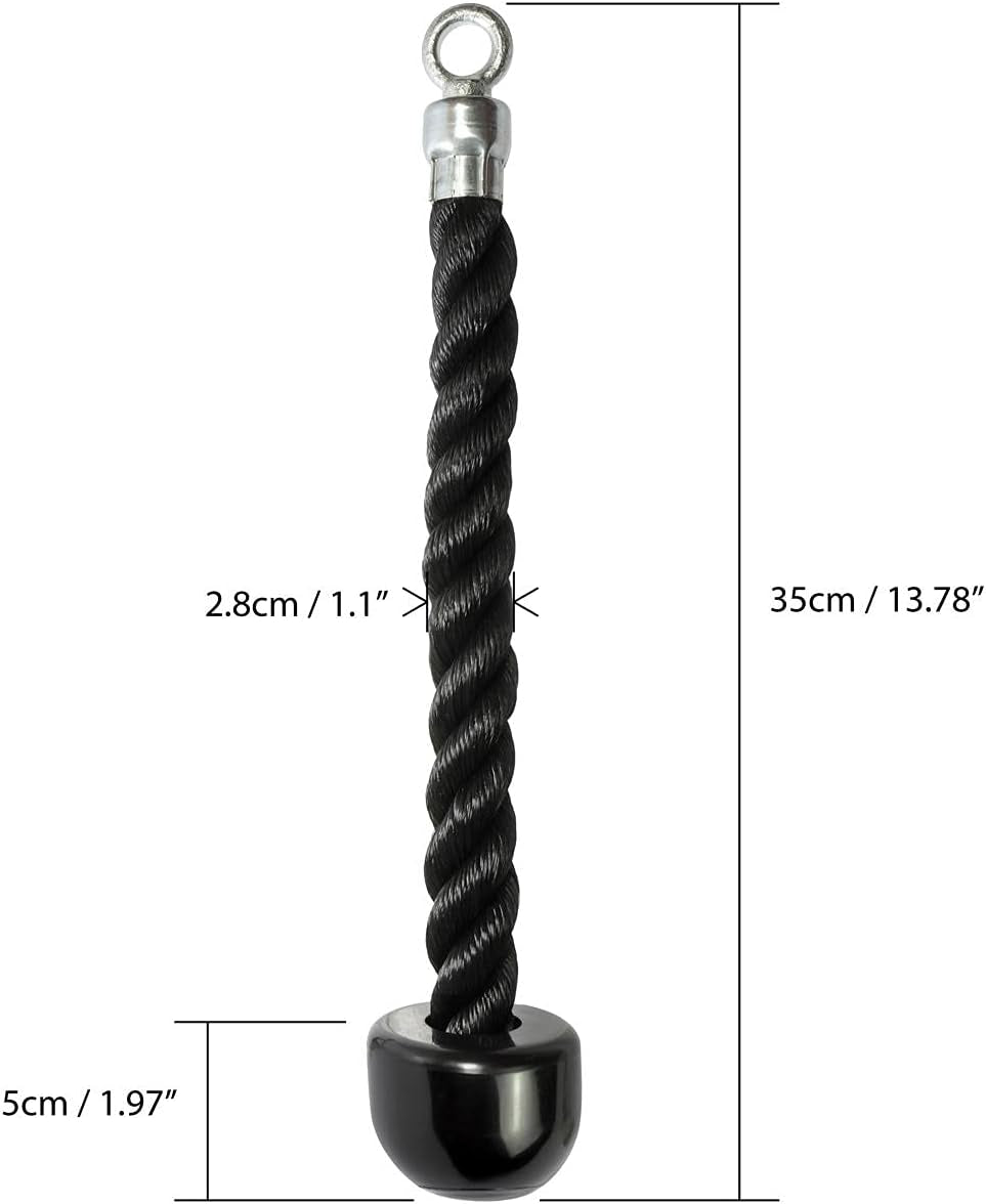 U7223 Single Trizepsseil, Einhand Trizepsseil Kabelbefestigung Mit Karabiner - Schwarz