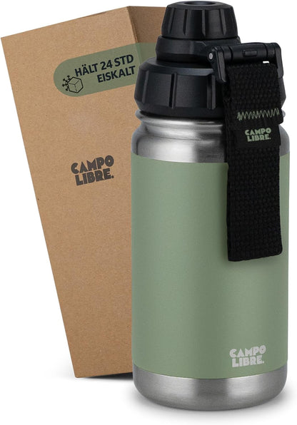 Campo Libre.® Premium Edelstahl Trinkflasche 400Ml | 12H Heiß/Eiskalt | Isolierter Thermobecher | Kaffeebecher on the Go | Auslaufsicher | Kohlensäure Geeignet