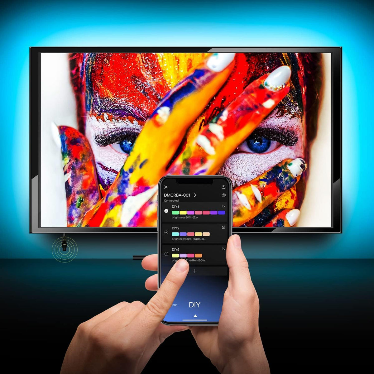 LED TV Hintergrundbeleuchtung für 55-75 Zoll Fernseher, 4M Bluetooth steuerbarer LED Streifen mit Smart App, USB LED Beleuchtung und Musik-Synchronisation