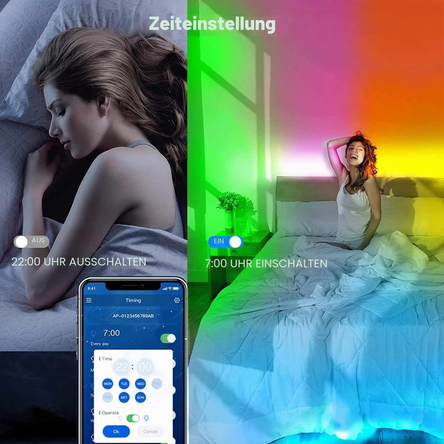 Led TV Hintergrundbeleuchtung 1M, Smart Led App Fernbedienung Led Backlight, Bluetooth Lichtband Selbstklebend Sync Mit Musik Für 32-50 Zoll TV