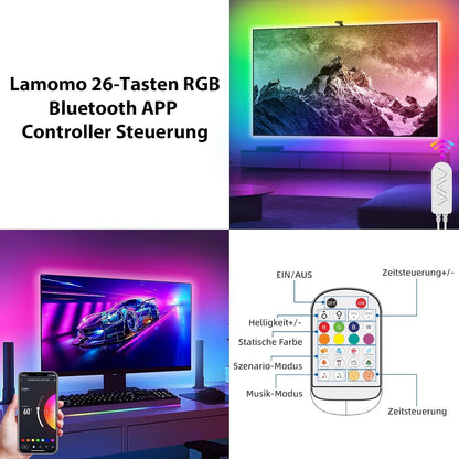 Lamomo LED Streifen 2M RGB, Led Lichtleiste Küche, 24V Silikon LED Strip Flexibel, LED Leiste Unter Schrankbeleuchtung Für Innen Regale,Vitrinen,Küchenlicht