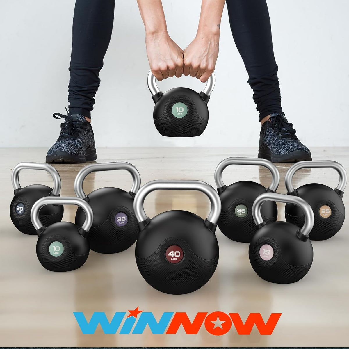 WINNOW Kettlebells Krafttraining Anti-Rutsch-Griff Kettlebells Gewicht Set Für Ganzkörper-Workout, Heim Gym