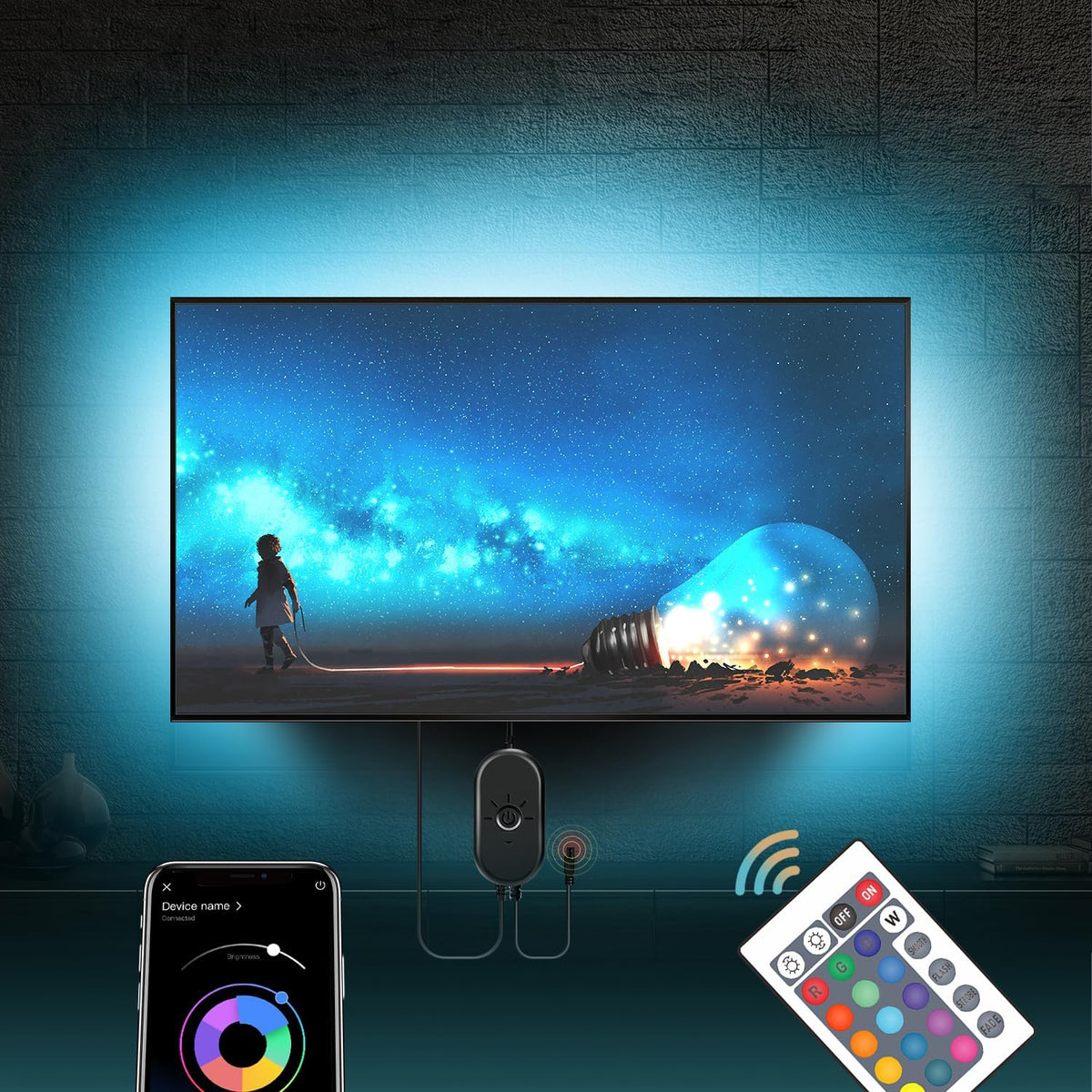 LED TV Hintergrundbeleuchtung für 55-75 Zoll Fernseher, 4M Bluetooth steuerbarer LED Streifen mit Smart App, USB LED Beleuchtung und Musik-Synchronisation
