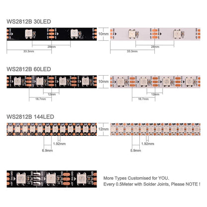 2M 5M WS2812B RGB Led Strip Light Individually Addressable Smart Led Lighting Strips WS2812 Led Lights Black White PCB IP30 DC5V