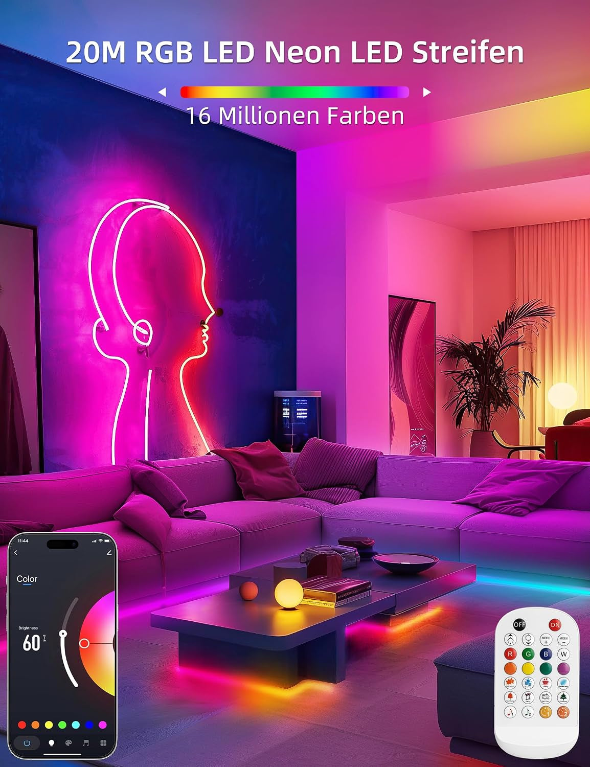 Lamomo LED Streifen 2M RGB, Led Lichtleiste Küche, 24V Silikon LED Strip Flexibel, LED Leiste Unter Schrankbeleuchtung Für Innen Regale,Vitrinen,Küchenlicht