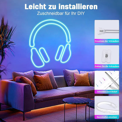 Lamomo LED Streifen 2M RGB, Led Lichtleiste Küche, 24V Silikon LED Strip Flexibel, LED Leiste Unter Schrankbeleuchtung Für Innen Regale,Vitrinen,Küchenlicht