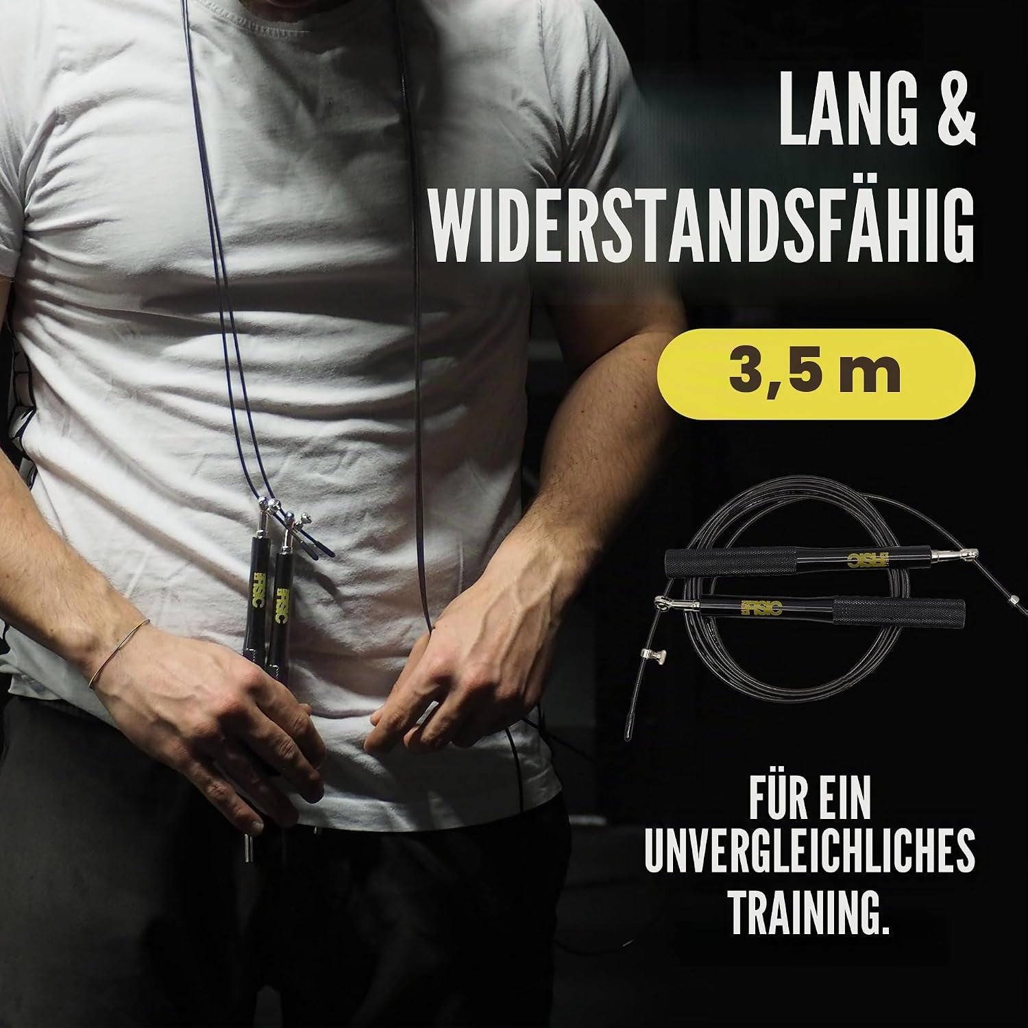 Springseil Mit Kugellager 3,5M Verstellbar Ideal Für Crossfit & Boxen Schwarz Oder Grau