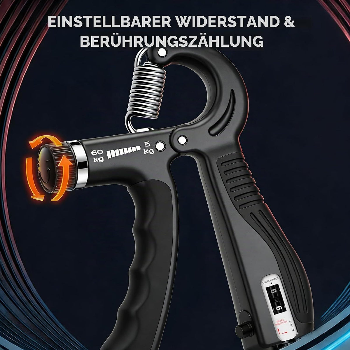 Verstellbarer Handgreifer Mit Smart Zähler, 5-60 Kg Widerstand Grip Krafttrainer Für Sport Und Fitness