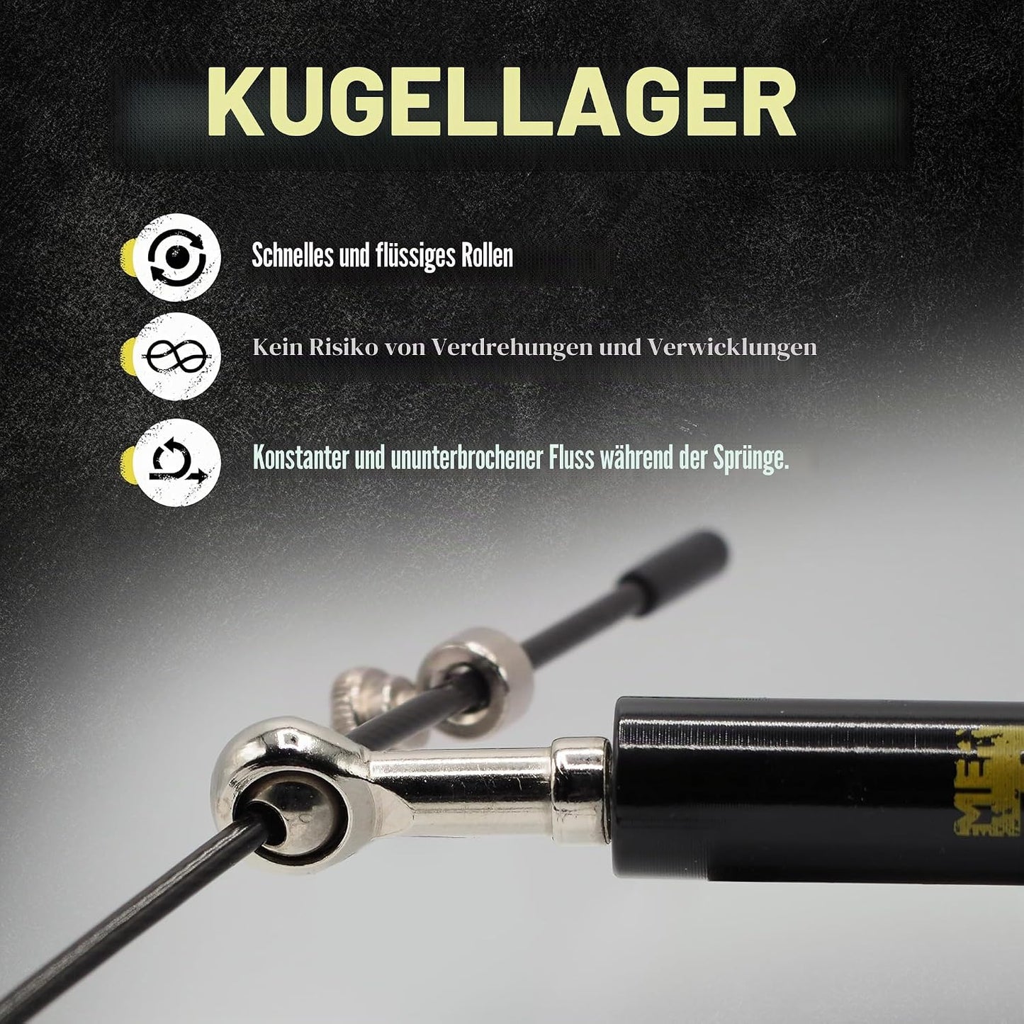 Springseil Mit Kugellager 3,5M Verstellbar Ideal Für Crossfit & Boxen Schwarz Oder Grau