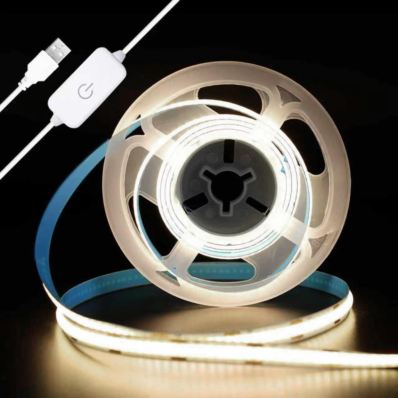 COB LED Streifen 3M Neutralweiß 4000K USB Dimmbar LED Strip 320Leds/M 5V Selbstklebend LED Light Band Für TV LED Hintergrundbeleuchtung Hängeschrankunterbeleuchtung