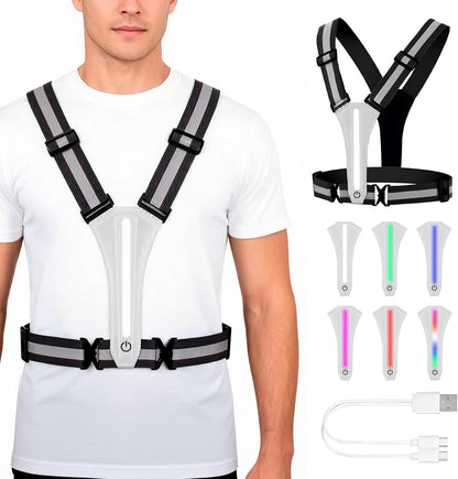 LED Safety Vest, Reflective LED Running Vest, Rechargeable USB Night Running Gear