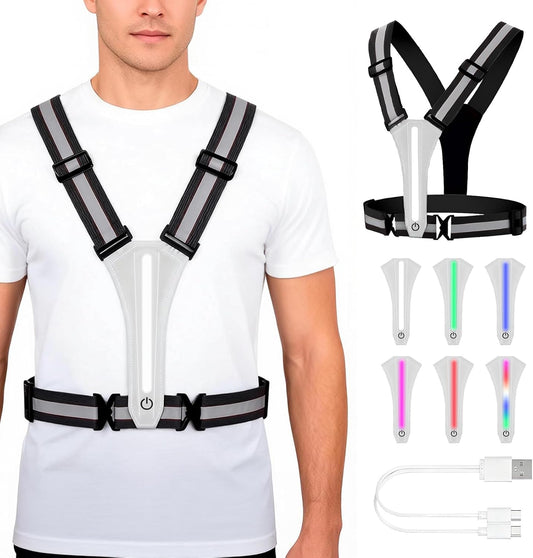 LED Safety Vest, Reflective LED Running Vest, Rechargeable USB Night Running Gear