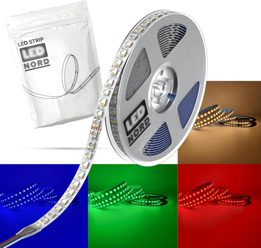 RGBWW LED Strip 5M Dimmable Warm White - Adhesive LED Strip for TV, Kitchen, and Home Use - 24V RGBW LED Light Band - Self-Adhesive SMD LED Strip Without Cables