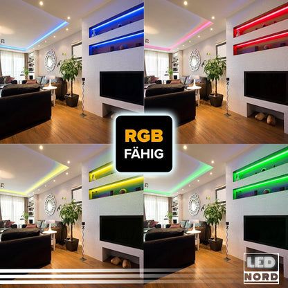 RGBWW LED Strip 5M Dimmable Warm White - Adhesive LED Strip for TV, Kitchen, and Home Use - 24V RGBW LED Light Band - Self-Adhesive SMD LED Strip Without Cables