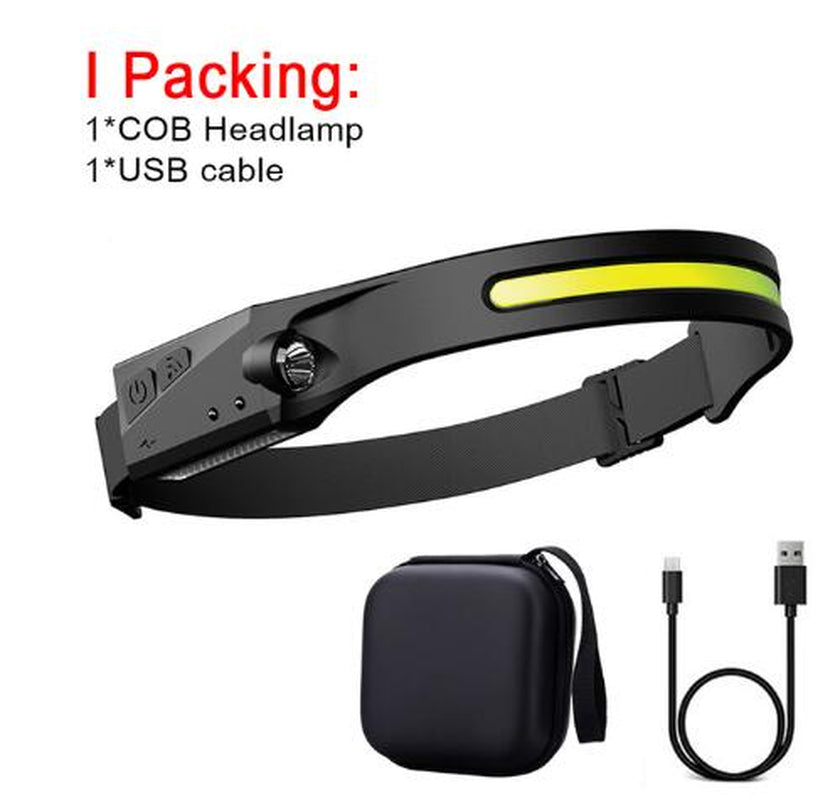 COB LED Induction Riding Headlamp Flashlight USB Rechargeable Waterproof Camping Headlight with All Perspectives Hunting Light