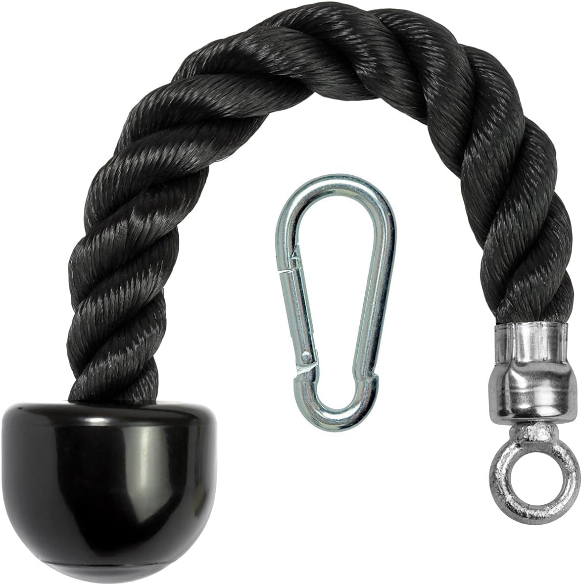 U7223 Single Trizepsseil, Einhand Trizepsseil Kabelbefestigung Mit Karabiner - Schwarz