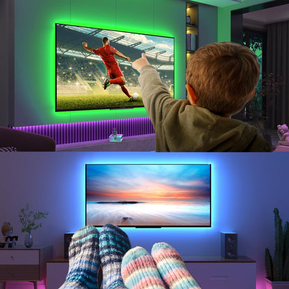 LED TV Hintergrundbeleuchtung für 55-75 Zoll Fernseher, 4M Bluetooth steuerbarer LED Streifen mit Smart App, USB LED Beleuchtung und Musik-Synchronisation