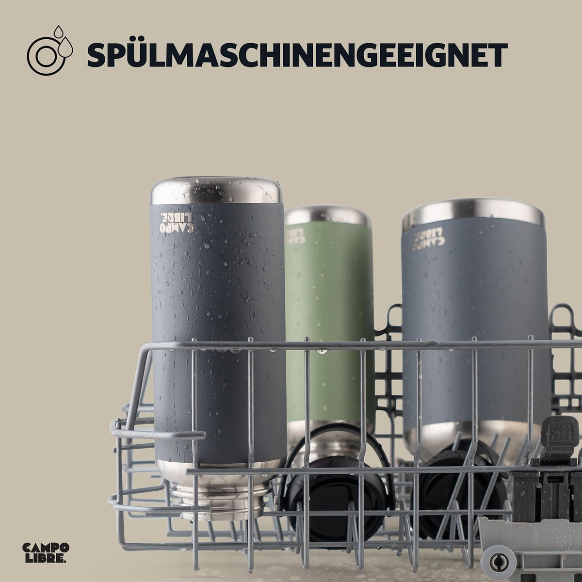 Campo Libre.® Premium Edelstahl Trinkflasche 400Ml | 12H Heiß/Eiskalt | Isolierter Thermobecher | Kaffeebecher on the Go | Auslaufsicher | Kohlensäure Geeignet