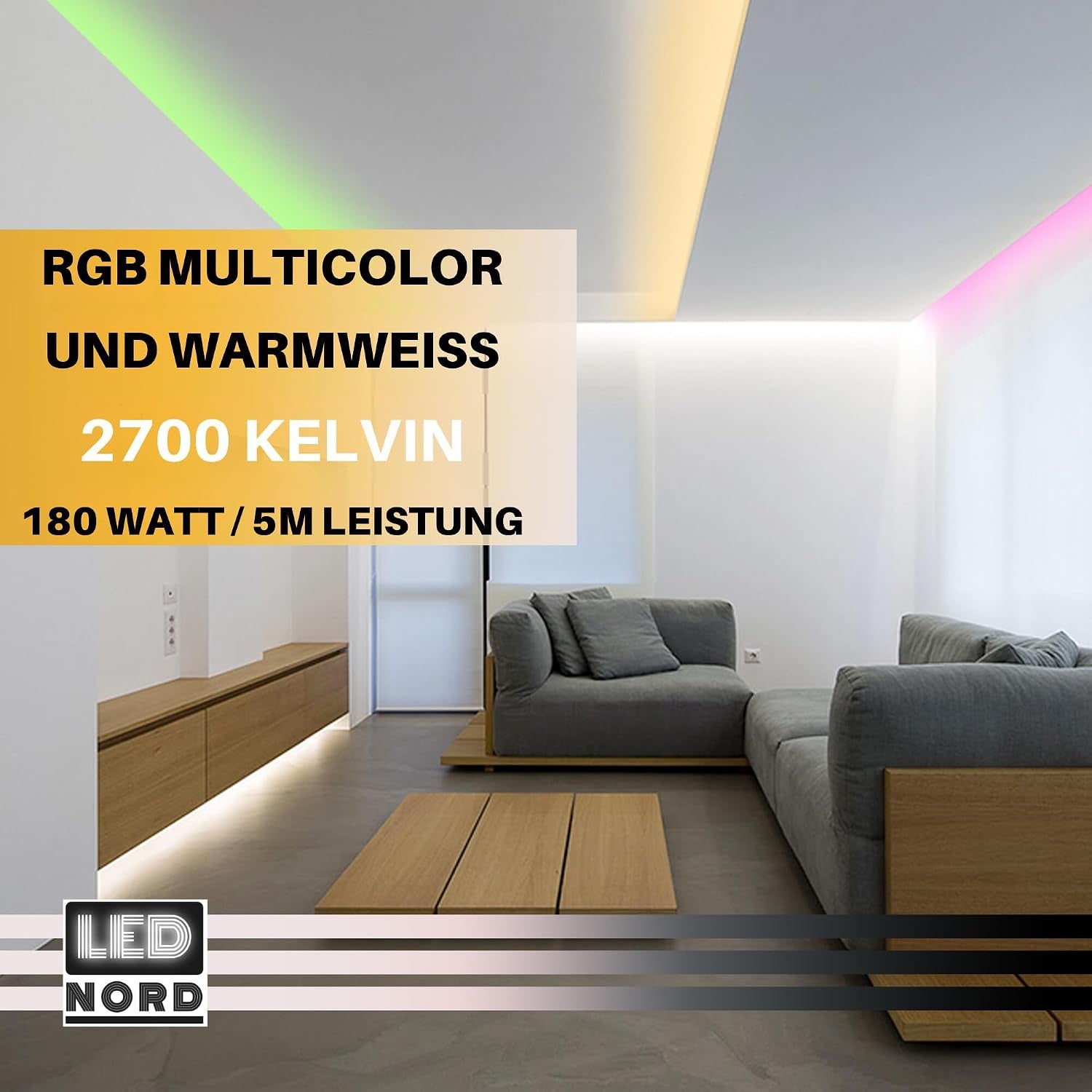 RGBWW LED Strip 5M Dimmable Warm White - Adhesive LED Strip for TV, Kitchen, and Home Use - 24V RGBW LED Light Band - Self-Adhesive SMD LED Strip Without Cables