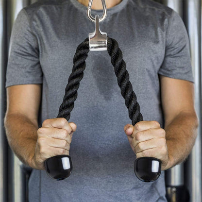 U6935 - Nylon Trizepsseil Gedrehtes Seil Trizepstau Zum Herunterziehen Mit Rutschfesten Griffen - Bizeps, Trizeps, Fitnessstudio Oder Zu Hause - Schwarz